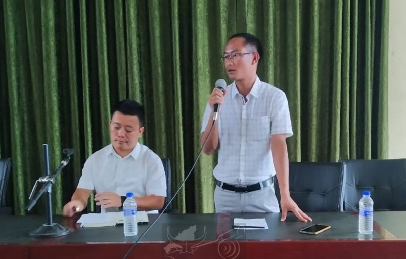 SDO Civil, James Khulu addressing the district level co-ordination meeting at DC's Conference Hall, Kiphire on May 23. (DIPR Photo)